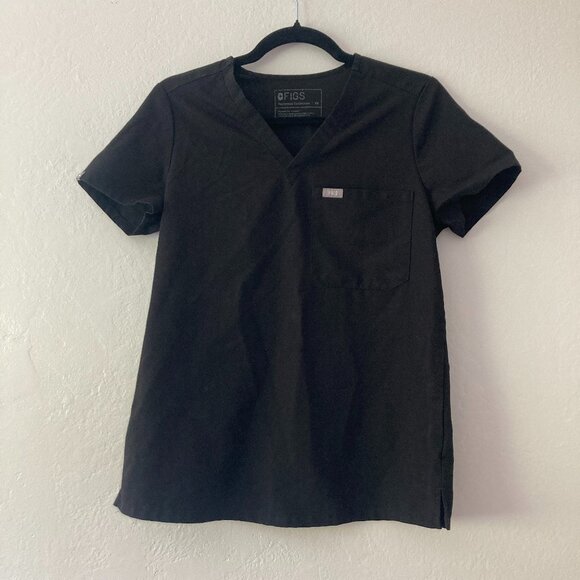 FIGS Catarina One Pocket Scrub Top Black V-Neck Classic Fit FW1000 Size XS - Picture 1 of 7